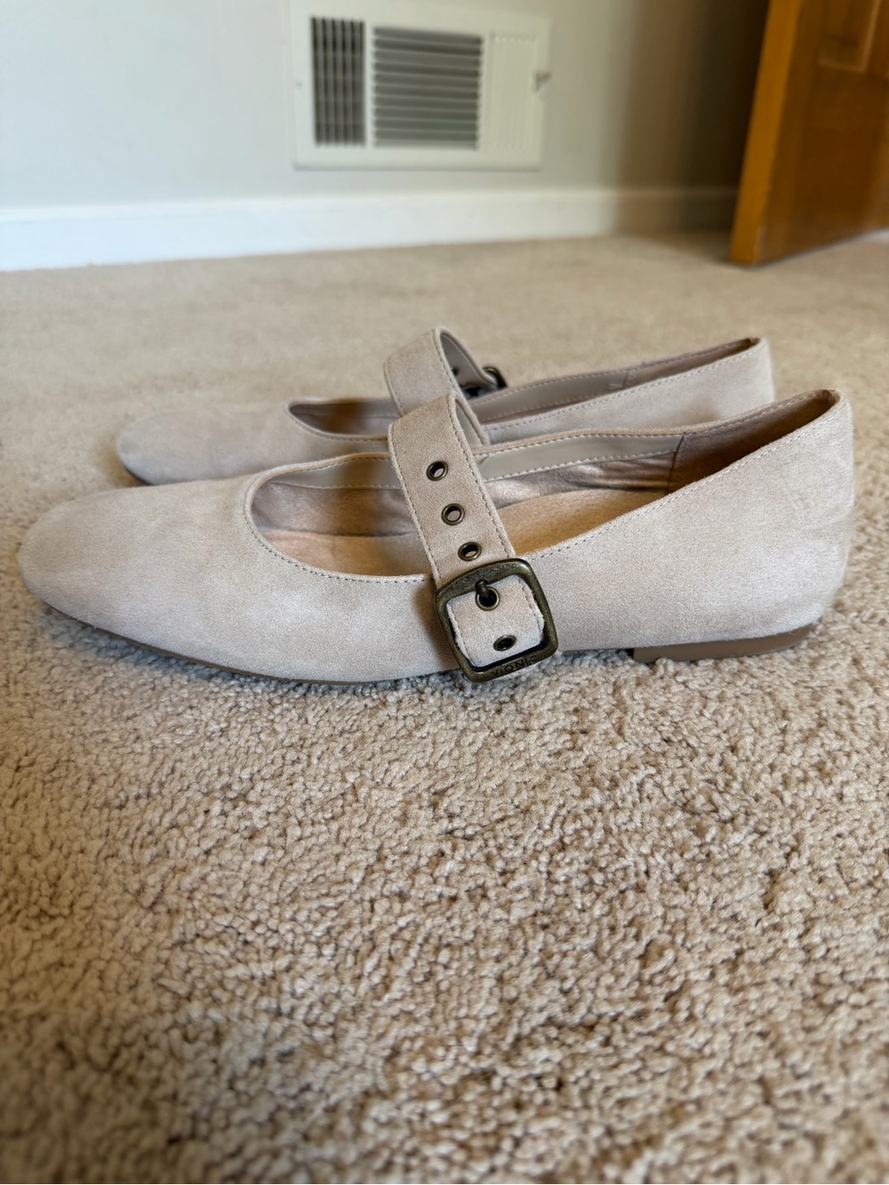 Classic Mary Jane Flats in Light Taupe - Women's Everyday Comfort 9.5M